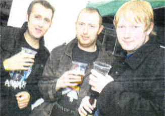 Tim Harris, Stephen Lewis and Callum Onnerod enjoying the Hilden Beer Festival Picture By: Aidan O'Reilly