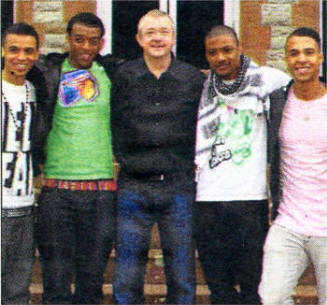 JLS with their X Factor mentor Louis Walsh.