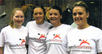Left to right: Colleen McCrink, Kylie Willis, Andrea Ferris and Laura Elliman who completed the Belfast City Marathon Fun Run to raise money for Speechmatters, part of The Stroke Association.