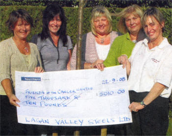 Colleen Shaw, Fundraising Manager, Carol McDonnell and Judy Magee, both daughters of the late Clem Stewart; Margaret Stewart, wife of the late Clem Stewart and Debbie Dick, Lagan Valley Steels Sales Executive.