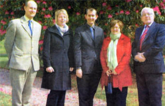 The Marquis of Downshire with Lucy Cook, Garden Design by Lucy Cook; Edwin Poots MLA, Minister for Culture, Arts & Leisure; Elaine Cunningham, Hardy Hill Garden Centre; CIIr Allan Ewart, Lisburn City Council.