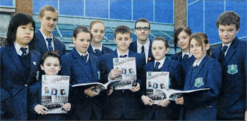 A group of Fort Hill College pupils look on as the 50th Anniversary 