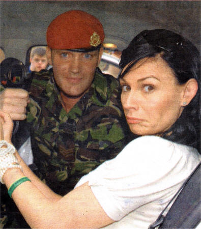 Sergeant Mark Thomson of 3rd Battalion, The Royal Military Police, based at Lisburn's Thiepval Barracks, had to step in and arrest Lucy Pargeter (aka Chastity Dingle( as she had not completed her release paperwork from the Army at the Emmerdale Extravaganza