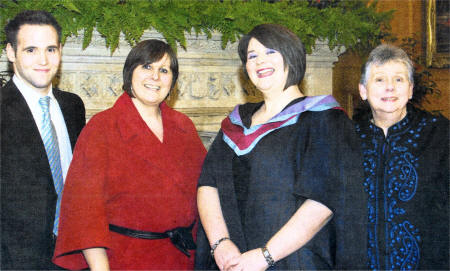 MEd Graduate Gillian McLea with her brother Mark, sister Jacqueline, and mother Ann McGarry.