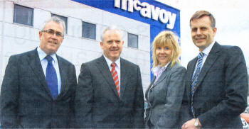 Queen's Vice-Chancellor Professor Peter Gregson and Pro-Vice-Chancellor Professor Gerry McCormac with Managing Director Eugene Lynch and Board member Orla Corr at the McAvoy Group