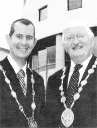 Lisburn's new Mayor Councillor Ronnie Crawford (right) and Deputy Mayor Alderman Edwin Poots after the City Council's AGM at Lagan Valley Island. Photo John Harrison.