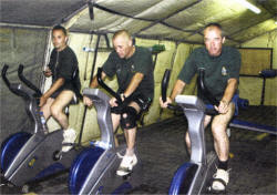 Soldiers take part in the sponsored cycle marathon in Afghanistan.