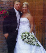 Happy ending, bride Nichola and husband Gary Balmer after the wedding ceremony.