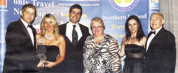 From left to right, Derek Patterson, wife Pamela Patterson, Craig Doyle, Councillor Margaret Tollerton, Veronica Kearney from Lisburn Tourist Information Centre and Alderman Jim Dillon. Lisburn Tourist Information Centre was a shortlisted nominee for Tourist Information Centre of the Year.