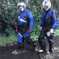 Bikers make their way through the flooded roads at Dundrod.