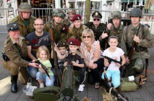 Gareth and Suzanne McKeown with children Robyn, Bailey, Thomas and Georgia pictured enjoying the fun filled weekend for all the family in the heart of Lisburn’s Historic Quarter with War Years Remembered personnel.