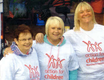 Ann Silvester, Sharon Symonds and Shirley McManus who took part in the Zipline Challenge at the weekend