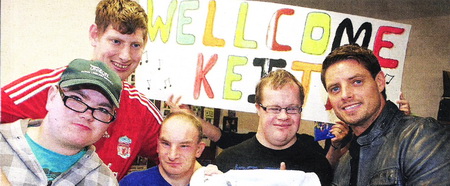 Keith Duffy of Boyzone is welcomed by Clients at Lisburn Adult Resource Centre. US37O9-1O5AO Picture By: Aidan O'Reilly