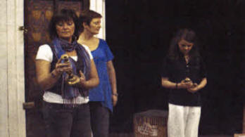 (L to R) Gemma Rice as Lola; Pamela Mills as Rose and Niamh Clarke as Lyndsey in rehearsals.