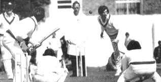 Dermott Monteith bowling for Ireland against Australia at Rathmines, Dublin.