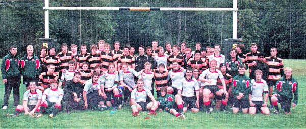 Friends' squad along with the Shawnigan Lake team after a hard fought 5-0 victory by the Friends' Firsts. 