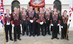 Apprentice Boys of Derry, No Surrender Club, Lisburn Branch pictured at Lisburn Orange Hall prior to leaving for the Relief of Derry parade last Saturday.