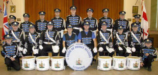 Barry Williamson (Band Captain) and Pride of Prince William Flute Band pictured prior to leaving Lisburn Orange Hall for the Relief of Derry commemorations last Saturday. 