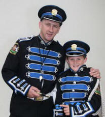 Barry Williamson (Band Captain) and his son Dean (Drum Major) of Pride of Prince William Flute Band pictured prior to leaving Lisburn Orange Hall for the Relief of Derry commemorations last Saturday.