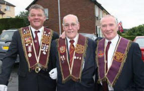 Pictured prior to leaving for the Relief of Derry commemorations last Saturday are Dunmurry Apprentice Boys L to R: Worshipful Brothers - Robert Campbell (Past President), Cecil Campbell and Albert Dyer.