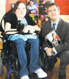 Catriona Brauders with Lagan Valley MP Jeffrey Donaldson at Stormont.