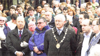 Lisburn Mayor, Councilor Ronnie Crawford and fellow councillors at the silent vigil