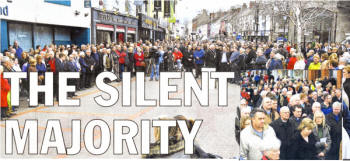 Hundreds of people attended the silent vigil in Lisburn city centre on Wednesday afternoon