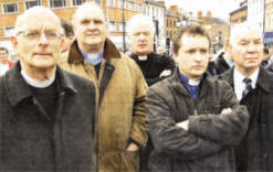 Local clergy with Alderman Ivan Davis at the Silent Vigil in Lisburn's Market Square.