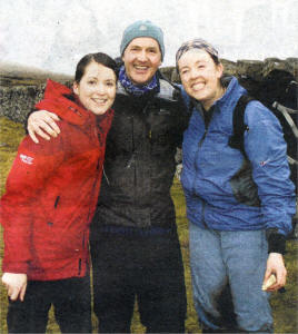 Colin Henderson with daughters Jenny (left) and Claire (right) en route to Slieve Donard as they celebrate Colin's 60th birthday.