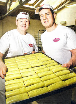 Richard Martin, general manager at Jeffers Home Bakery, and Andrew Jeffers, proprietor, hard at work after appearing on the popular TV programme Great British Menu. US1609-526cd