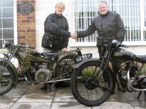David Crawford (left) will be aboard his 1925 Moto Guzzi and Robert Bryson (right) will bring his 1929 Rudge.