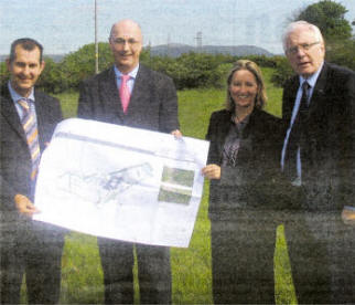 At the hotel site in Hillhall are: Edwin Poots MLA, Arthur Mooney, Helen Harrison Planning Consultant, and Councillor Allan Ewart.
