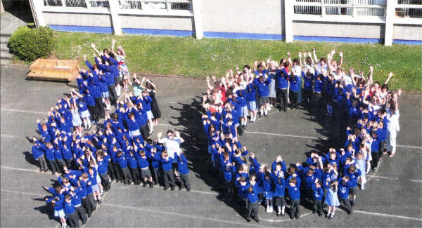 Pupils of Knockmore Primary School line up to form the number 40 to celebrate the School's 40th celebrations. US2309-141A0 Picture By: Aidan O'Reilly