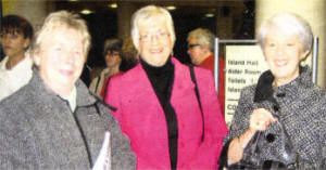 Peggy Farr (former Mathematics Teacher) with Rosemary Bunting (former Head of Home Economics) and Mrs Lindsay (former Modern Languages Teacher). 