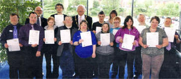 The trainees from Stepping Stones with former Mayor Councillor Ronnie Crawford