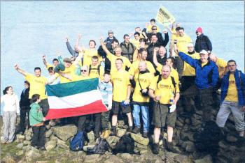 Men a Mission on top of the world during the Irish Four Peaks Challenge.