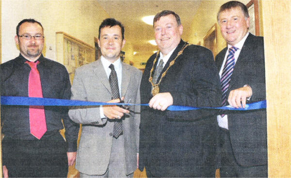 The Deputy Mayor of Lisburn, Alderman Paul Porter and Councilor David Archer, Chairman of the Leisure Services Committee, Lisburn City Council, officially open Maghaberry Community Hall. 