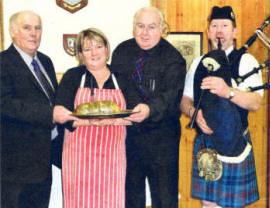 Anahilt Rural Association Chairman Trevor Payne, Eleanor Cheevers, guest speaker Maynard Hanna from the Ulster Scots Agency and William Jackson at the Burns Night Supper in Anahilt.