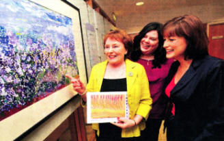 Bridget Weir, Donna Trainor and Joanne Robinson, Art Therapist at the Ulster Cancer Foundation.
	