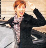 Connie waves 'So long, farewell' as she leaves Lagan Valley Island following a Civic Reception in her honour.