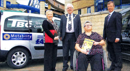 Beryl Blckerstaff, Publisher Ability Nl magazine, Lisburn Mayor Allan Ewart, David Donnell, Sales Director TBC and Monica Wilson Chief Executive Disability Action at the launch of the Ability Nl Disability Exhibition 2010. 