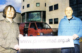 Austin McVeigh and Ed Booth of Team Driven Mad who will be driving from Lisburn to Ulaan Bataar in Mongolia to deliver a working van (above left) with clothes and bedding to lmpoverished Children in Central Asian Countries. US1210-106A0