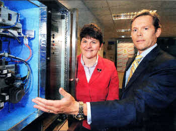 Enterprise Minister Arlene Foster with Bob Gilligan, Vice President, GE Energy Services' Digital Energy Business. Picture: Michael Cooper.