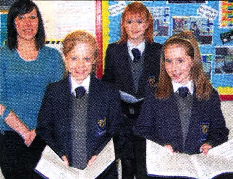  Head of the music department Miss Melanie Johnstone with members of Laurelhill's choir Robyn Tucker, Rachel McMichael and Amy McClements at the school's recent Spring Concert