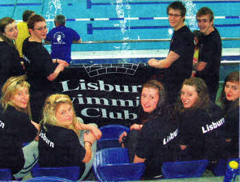 The Lisburn City Swimming Team relax during the recent lrish Long Course Nationals (team members not shown Peter Sands, Nicky Galloway, Olan Derry).
	