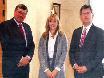 Jeffrey Donaldson and Brenda Hale with Bob Ainsworth, Secretary of State for Defence
