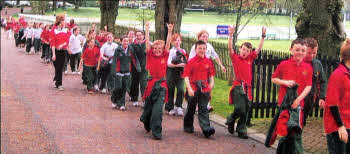 Friends' School pupils complete the challenge of walking 10,000 steps to raise money for Cash for Kids in Northern lreland and Mercy Corps in Mongolia.
	