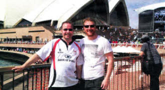 Paul Hamill and Ryan McClenaghan in Sydney. The former work colleagues met by chance recently.