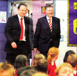 First Minister Peter Robinson at Riverdale primary.