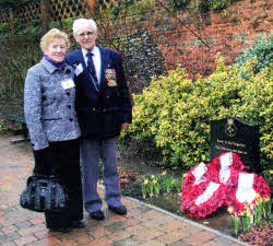 Tommy Jess and his wife at the Lapwing HMS Memorial in Saffron Walden. Pic by Gordon Ridgewell. US1210-